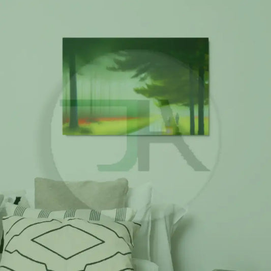 Japanese Foggy Pine Tree Road Metal Frame - Embrace the Serenity of Solitude