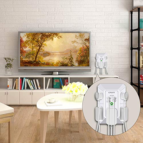 Wall Charger, Surge Protector, QINLIANF 5 Outlet Extender with 4 USB Charging Ports (4.8A Total) 3-Sided 1680J Power Strip Multi Plug Adapter Spaced for Home Travel Office (3U1C) house