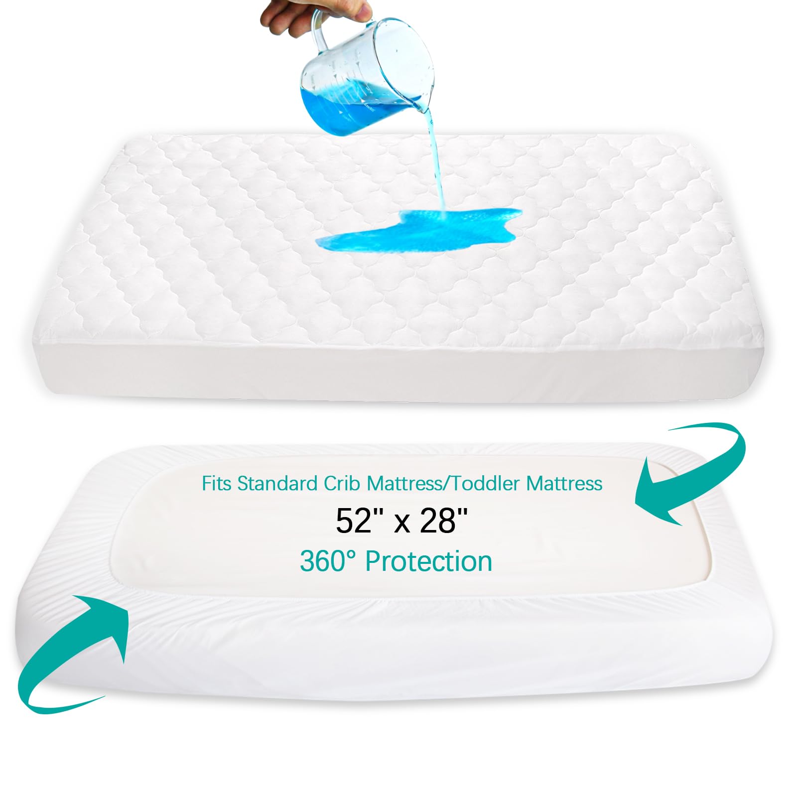 Crib Mattress Protector Waterproof & Noiseless Crib Mattress Pad Cover, Skin Friendly & Breathable & Machine Wash 100% Absorbent Crib Toddler Mattress Protector, (Quilted Improved Thickness) test