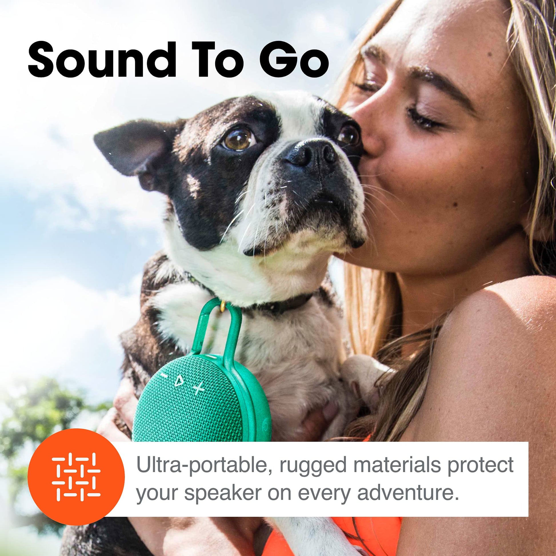 JBL Clip 3, Black - Waterproof, Durable & Portable Bluetooth Speaker - Up to 10 Hours of Play - Includes Noise-Cancelling Speakerphone & Wireless Streaming dog