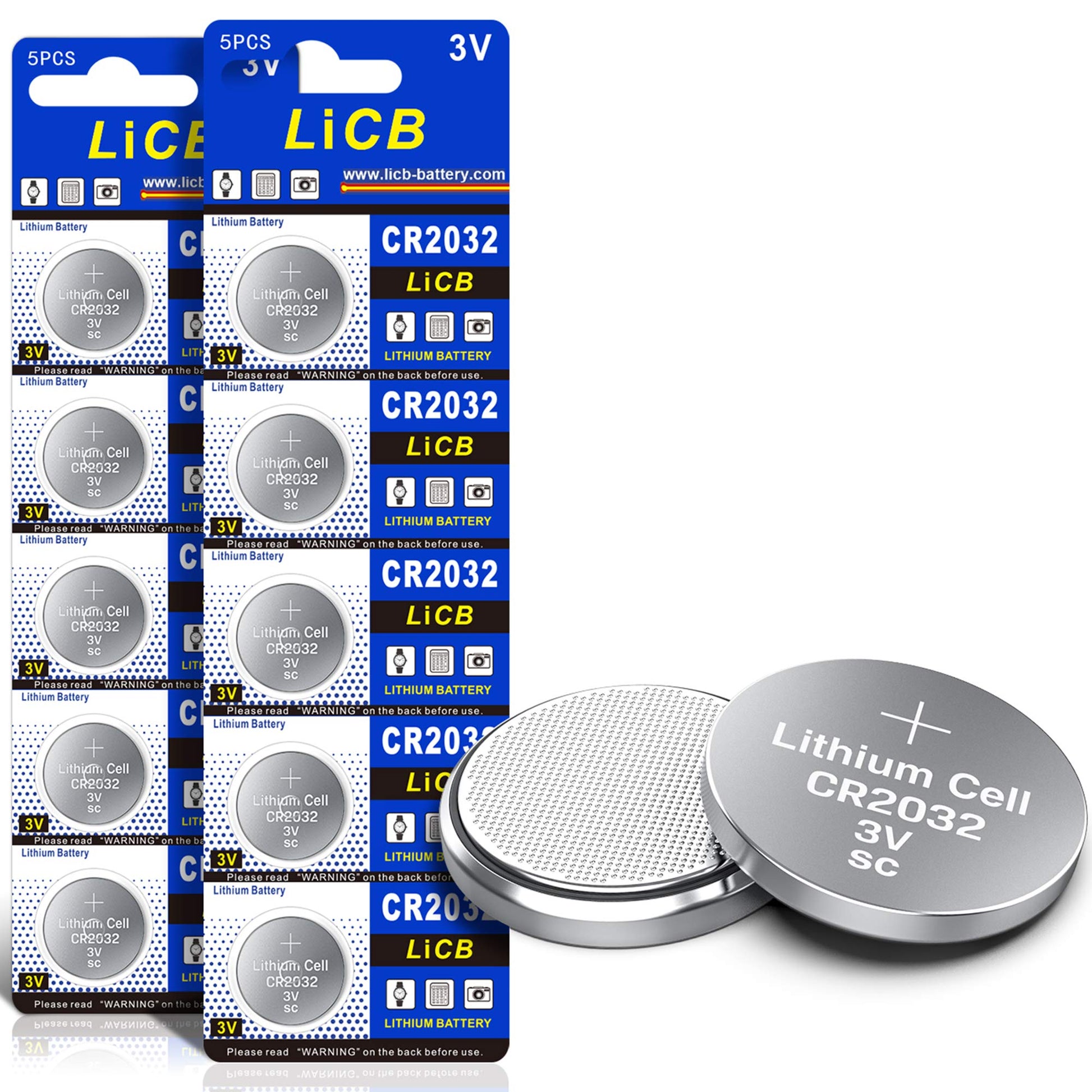 LiCB CR2032 3V Lithium Battery 10-Pack