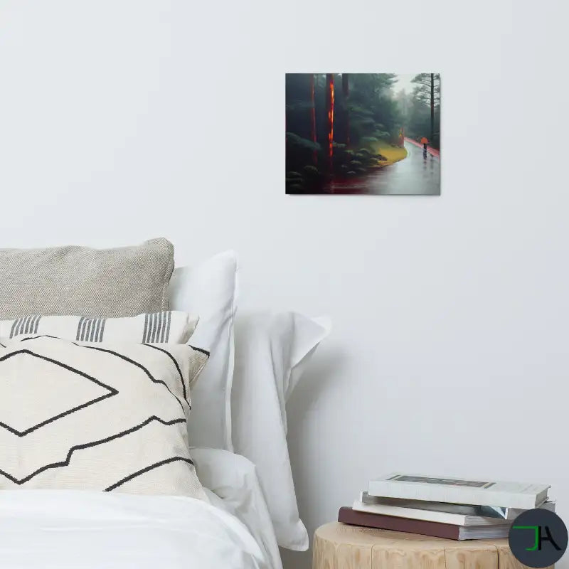 Humid Japanese Pine Trees - Lonely Consciousness Walk" Metal Frame: A Poetic Journey of Serenity and Self-Reflection 11x14