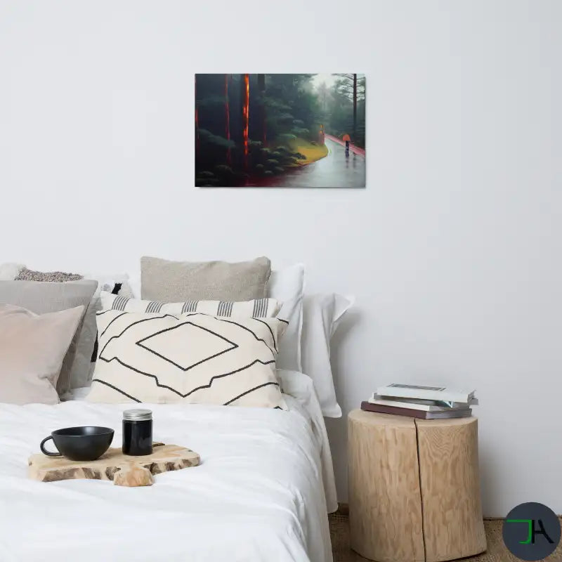 Humid Japanese Pine Trees - Lonely Consciousness Walk" Metal Frame: A Poetic Journey of Serenity and Self-Reflection 20x30