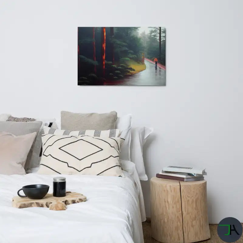 Humid Japanese Pine Trees - Lonely Consciousness Walk" Metal Frame: A Poetic Journey of Serenity and Self-Reflection 24x36