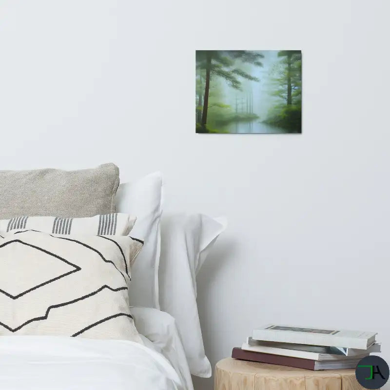 Peaceful Flow - Japanese Guardian Trees of Mysterious Forgotten River 11x14