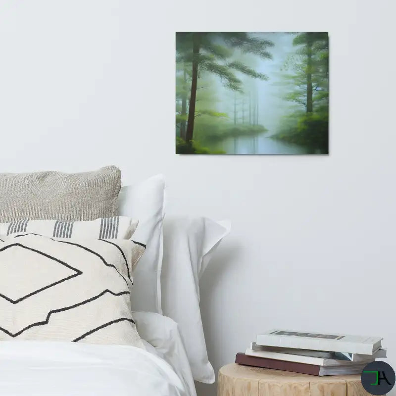 Peaceful Flow - Japanese Guardian Trees of Mysterious Forgotten River 16x20