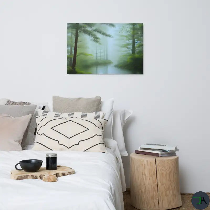 Peaceful Flow - Japanese Guardian Trees of Mysterious Forgotten River 24x36