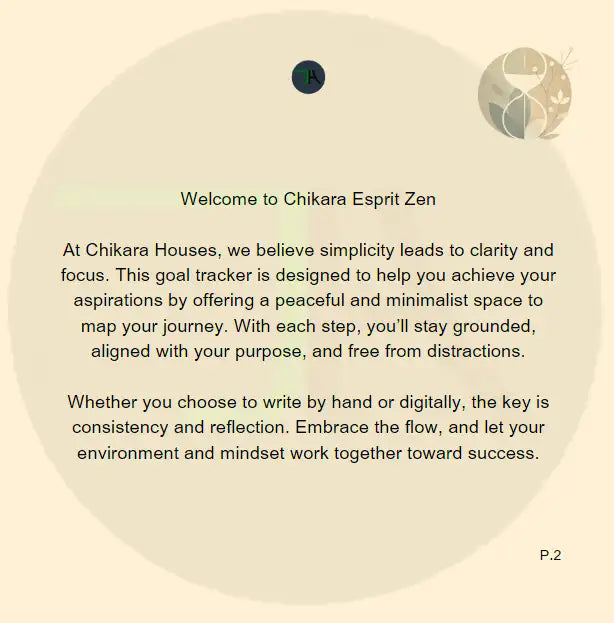 ZenPath Chikara Esprit Zen Goal Tracker - Achieve Clarity, Balance, and Success with Minimalist SMART Goal Tracking - example pages