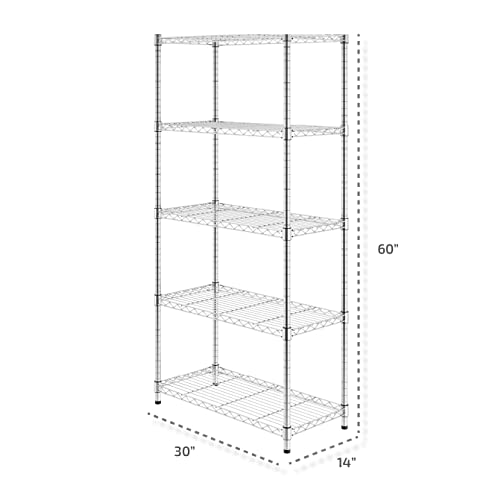 Steel Wire Shelving Rack Commercial Grade Adjustable 5-Tier