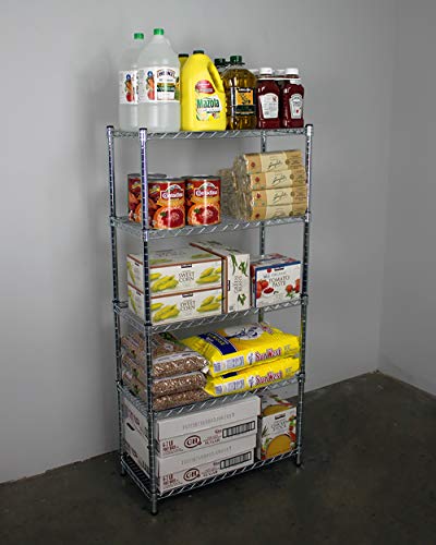 Steel Wire Shelving Rack Commercial Grade Adjustable 5-Tier