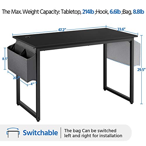 Computer Desk with Storage Bag & Headphone Hook