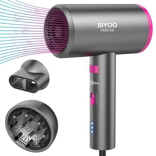 Hair Dryer with Diffuser Lightweight Portable Travel Hairdryer 1600W Ionic