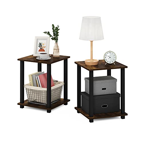 End Table Set 2 Pack Amber Pine/Black