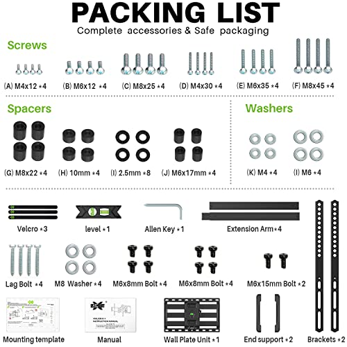 Full Motion TV Wall Mount for Most 47-84 inch Flat Screen/LED/4K TV