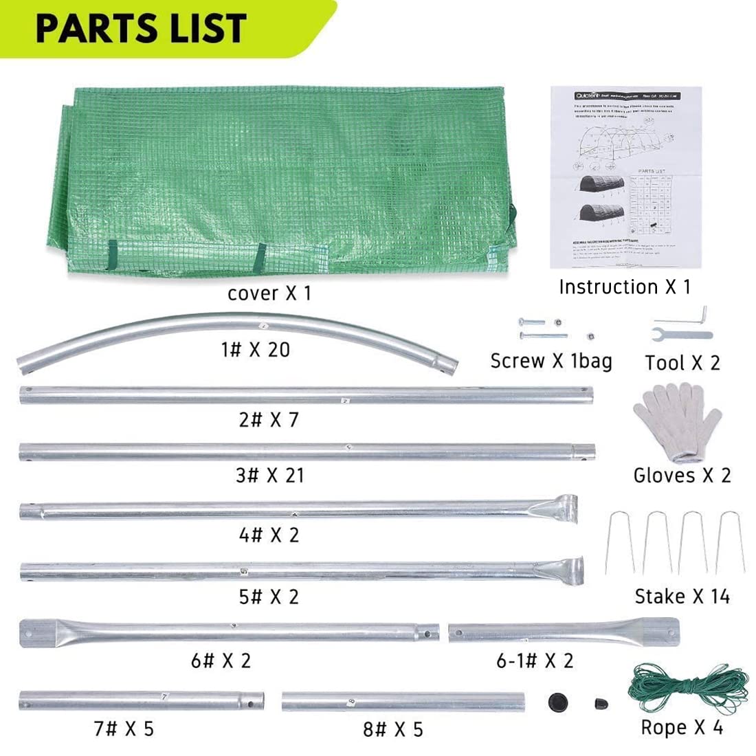 Portable Greenhouse 2 Zipper Mesh Doors 7 Crossbars Large Walk-in