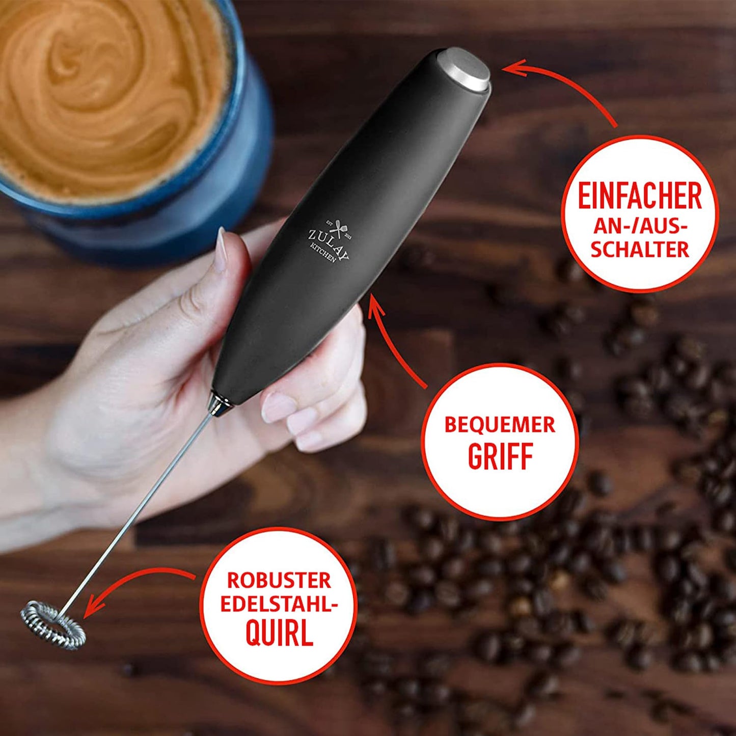 Powerful Milk Frother Handheld Foam Maker Mixer