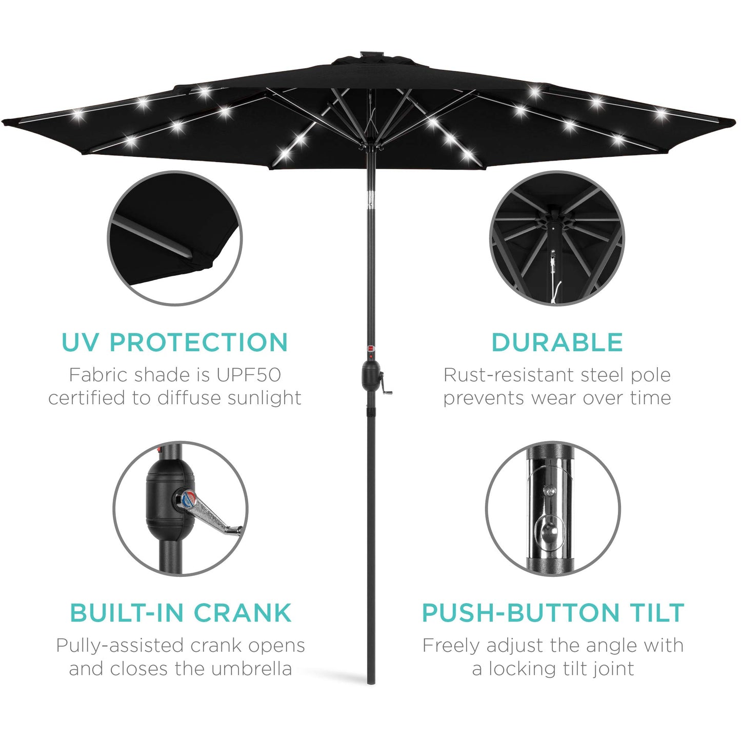 Patio Umbrella Solar Powered LED Lighted