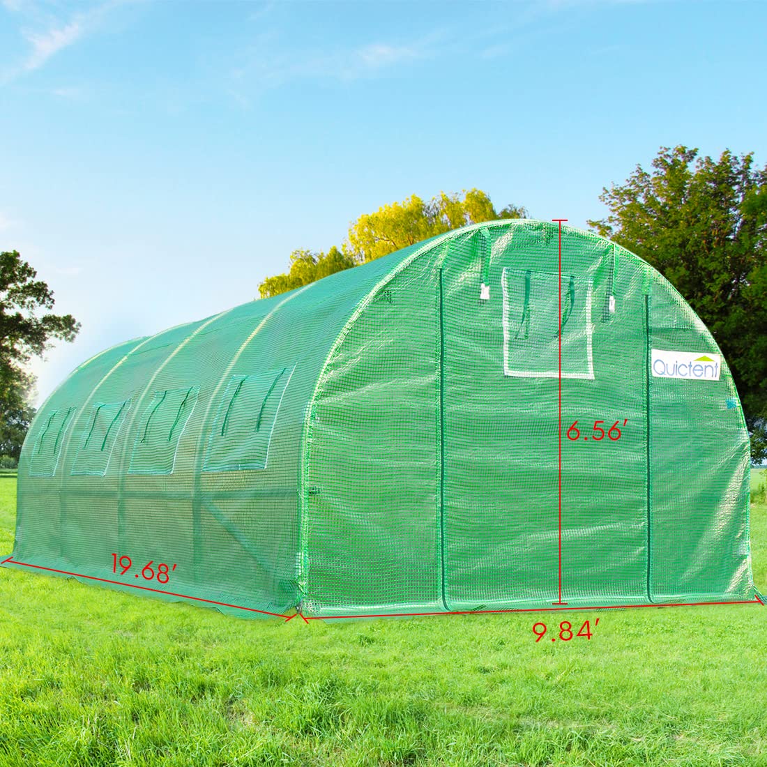 Portable Greenhouse 2 Zipper Mesh Doors 7 Crossbars Large Walk-in