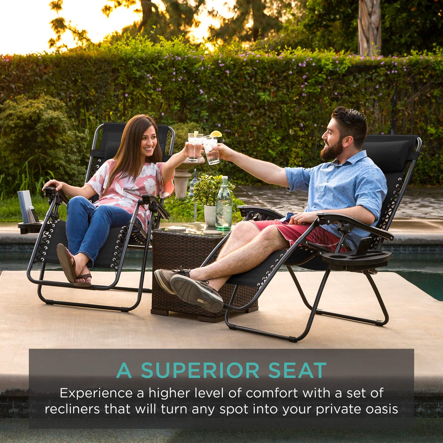 Lounge Chair Recliners Adjustable Set of 2