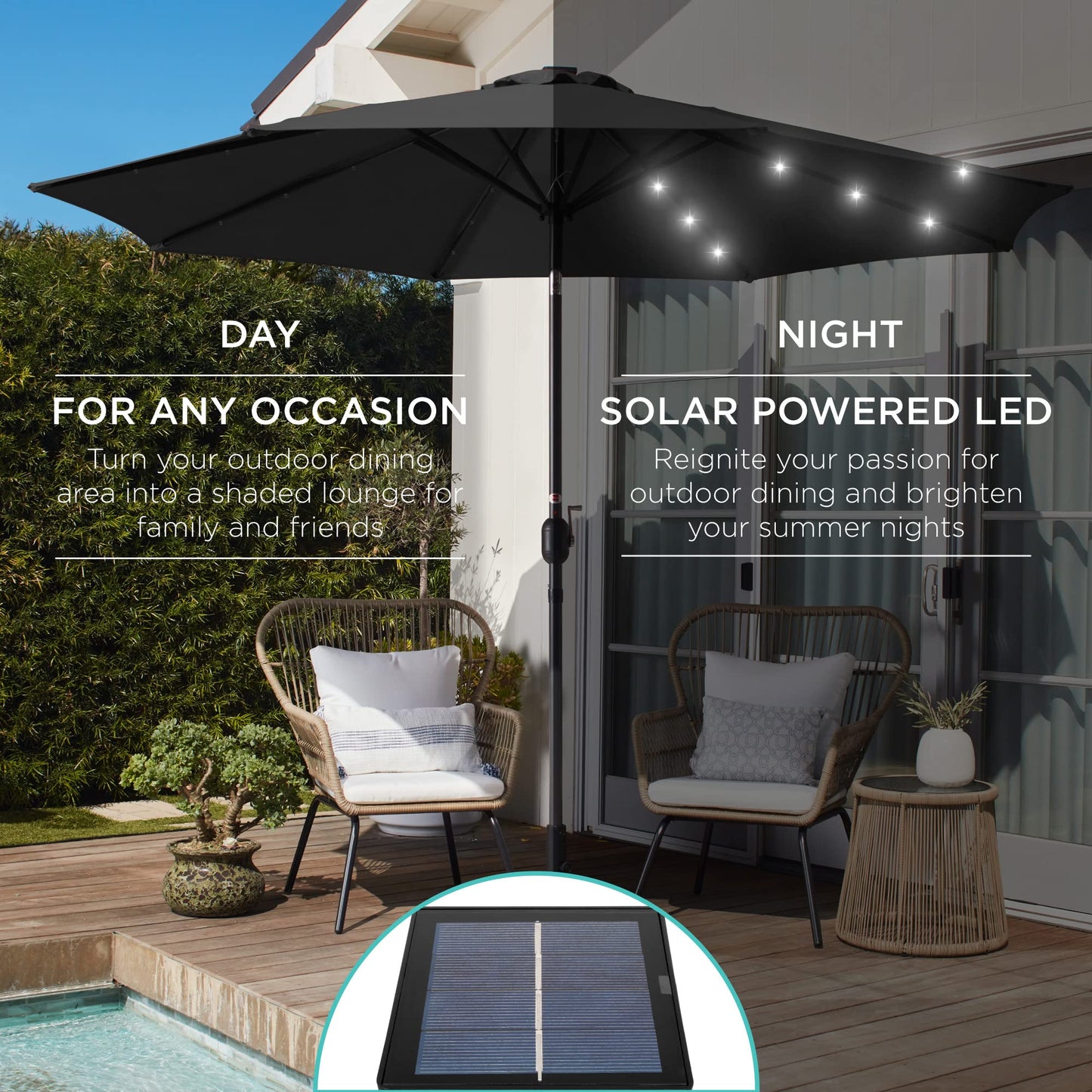 Patio Umbrella Solar Powered LED Lighted