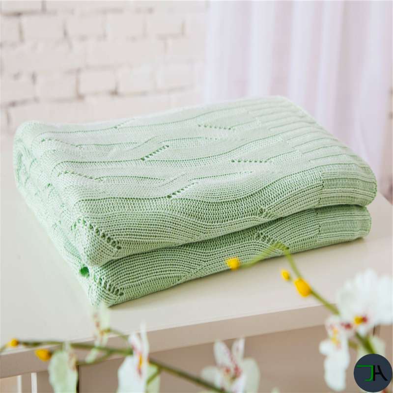 Eco-Friendly Bamboo Knitted Blanket for Cozy Nights | Sustainable Home Decor green