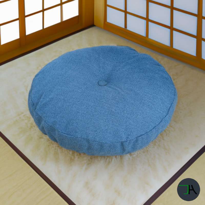 Chikara ZenComfort Tatami - 70cm Japanese Tatami Floor Cushion with Washable Cover blue inside