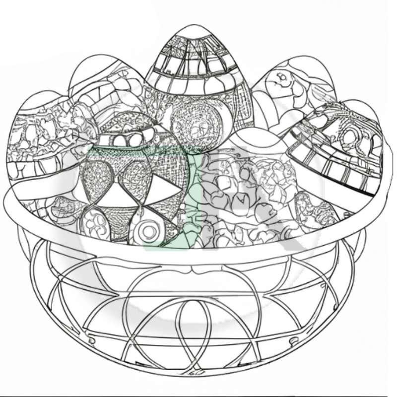 Coloring Pages for Adults and Kids - Theme Eggs digital download basket
