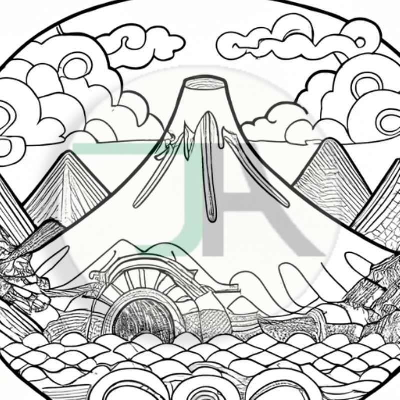 Coloring Pages for Adults & Kids - Diverse Themes for Stress Relief and Relaxation chikara houses fuji mount japanese