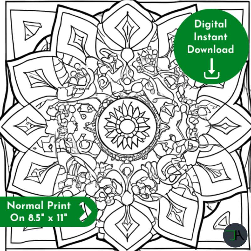 Coloring Pages for Adults and Kids - Theme Relaxing Mandala digital download