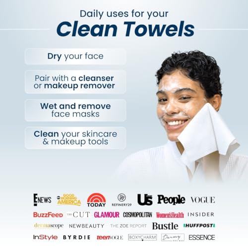 Clean Skin Club Clean Towels XL, 100% USDA Biobased Face Towel, Disposable Face Towelette, Makeup Remover Dry Wipes, Ultra Soft, 50 Ct, 1 Pack amazing