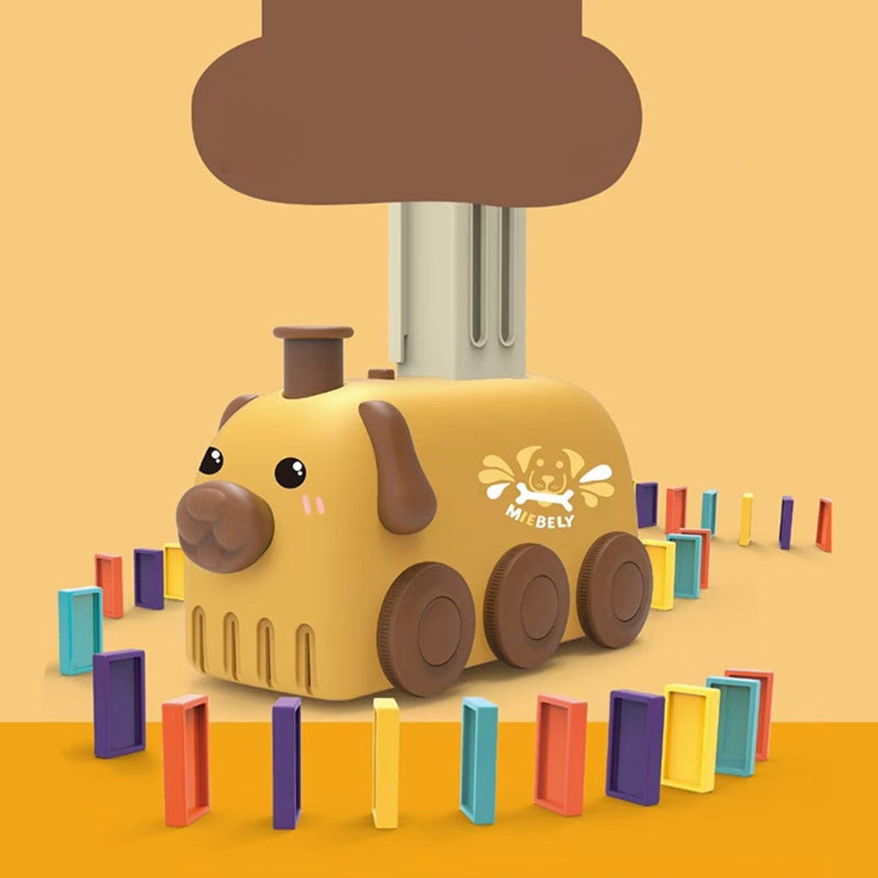 Magical Domino Train Toy Set | Brain Development, Stacking Blocks, Electric, Fun for Kids dog yellow