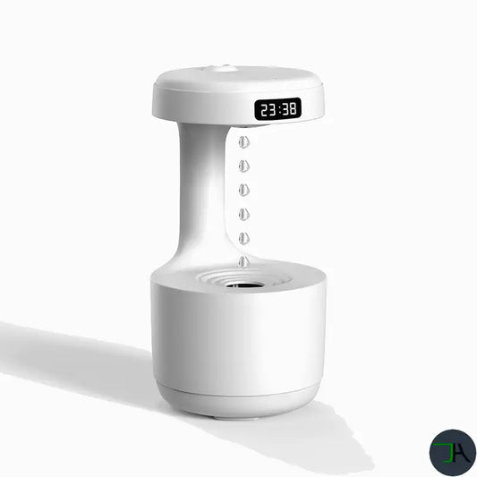 Anti-Gravity Water Droplet Humidifier - Cool Mist Maker for Purified Air and Stress Relief Chikara Houses with clock