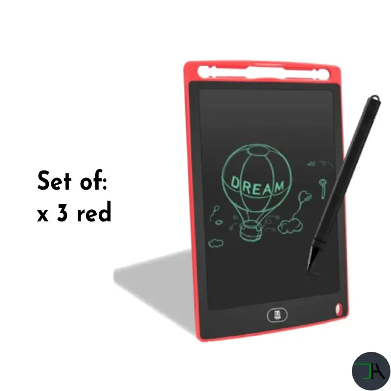 Chikara Houses LCD Writing Board - Reusable Children's Drawing Pad x3 red