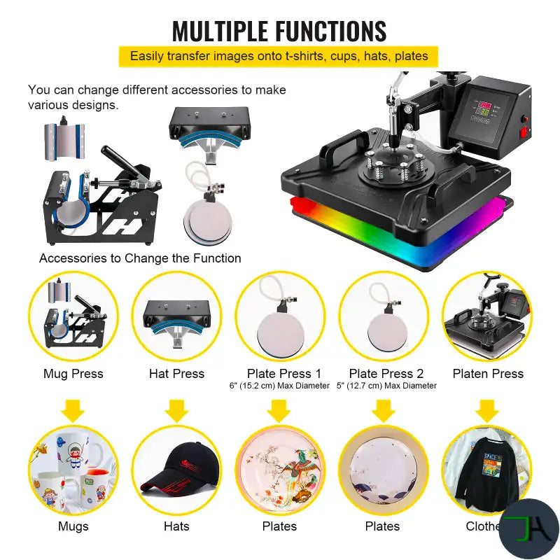 Combo Heat Press Machine 6 in Multifunctional Sublimation Printer Transfer for Mug Hat Plate T-Shirt product show