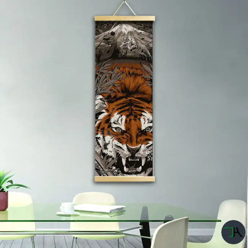 Japanese-style Tiger Painting: Add a Touch of Culture to Your Home Decor Chikara Houses  Dining Room