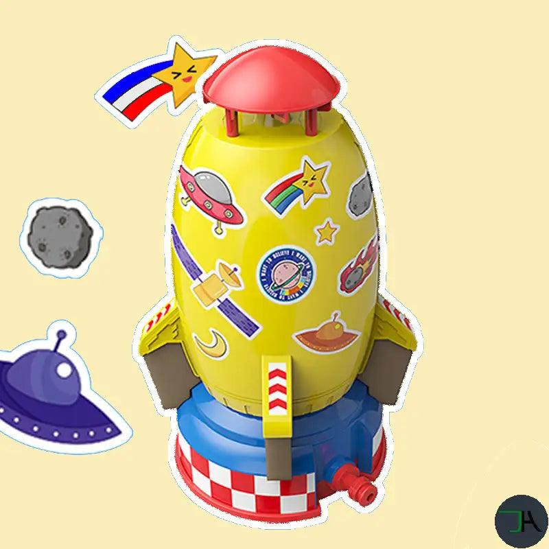 Rocket Adventures Kids Sprinkler Spinner - Kids Water Play cute yellow