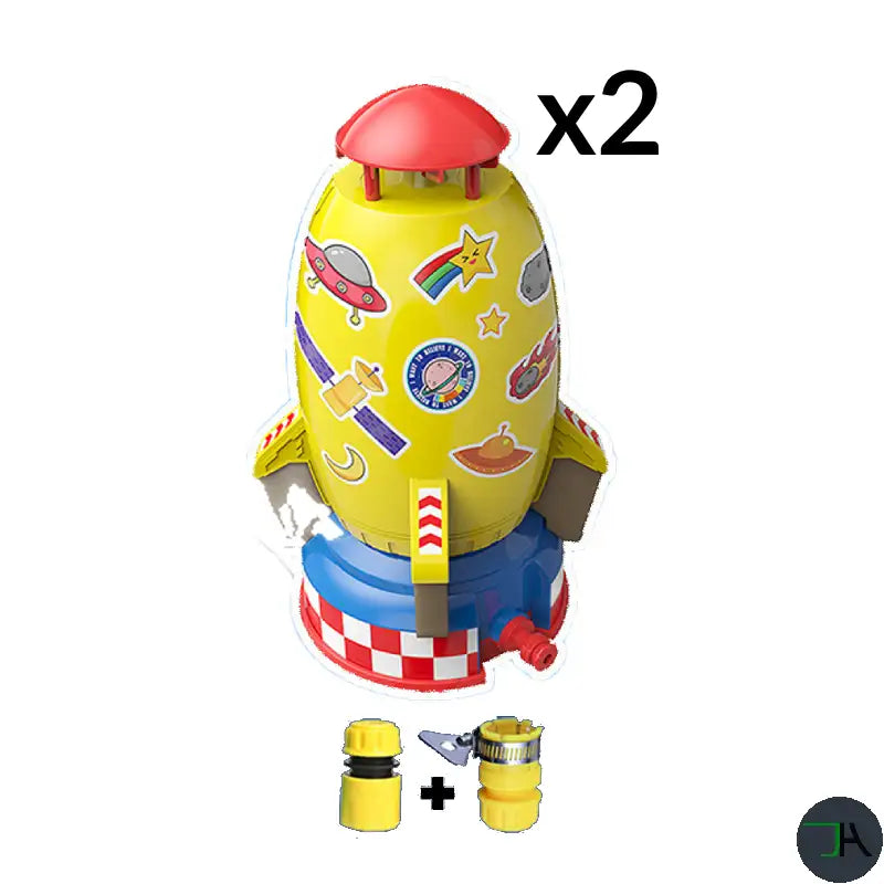 Rocket Adventures Kids Sprinkler Spinner - Kids Water Play yellow x2