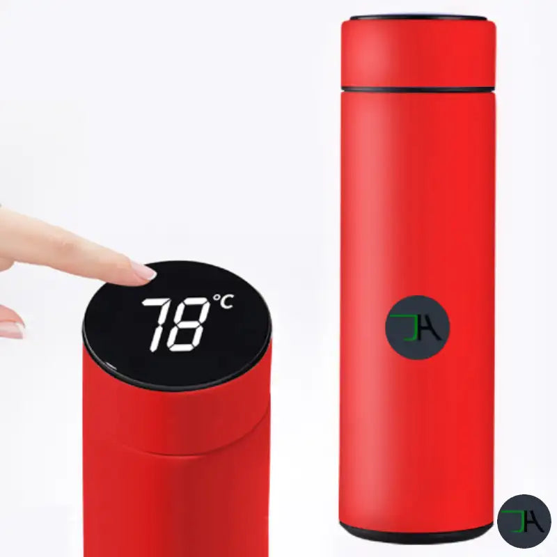 Smart Touch Display Temperature Cup - 304 Stainless Steel Water Cup Chikara Houses Red