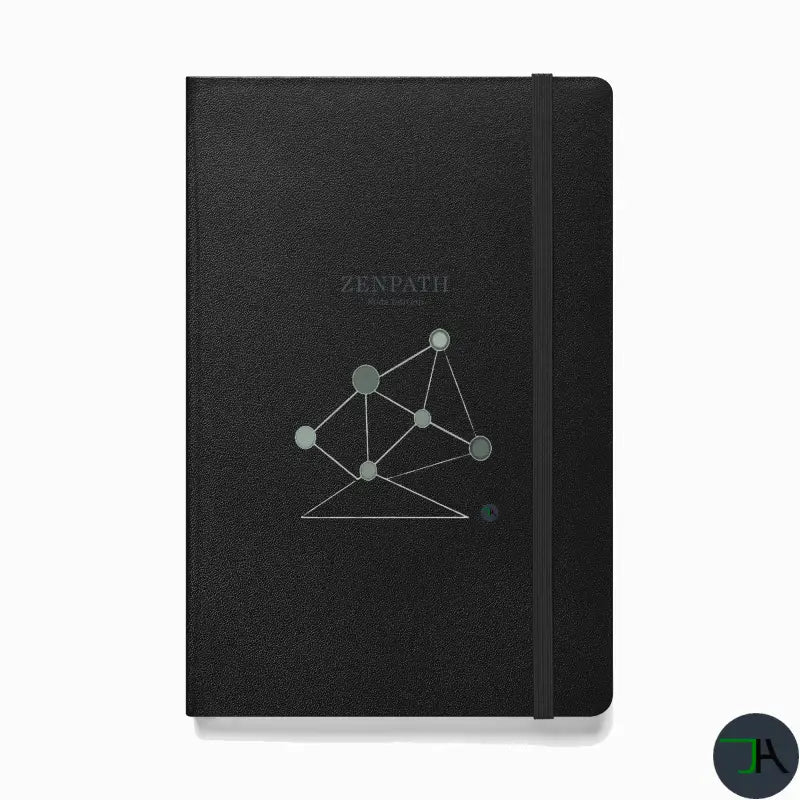 Black notebook with geometric design and 'Zenpath' branding on a white background