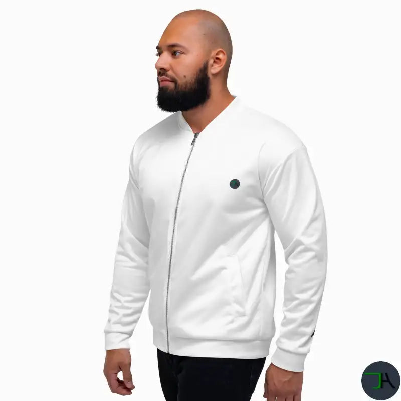 Bomber Chikara Jacket White Unisex Amazing Fit man side