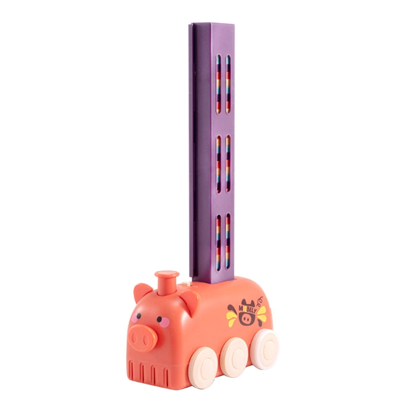 Magical Domino Train Toy Set | Brain Development, Stacking Blocks, Electric, Fun for Kids pink pig