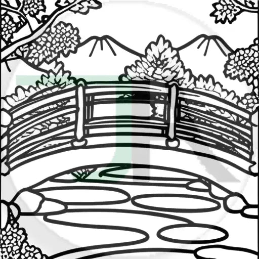 Poetry Zen Coloring Book: 26 Inspiring Designs for Stress Relief and Artistic Expression japanese bridge