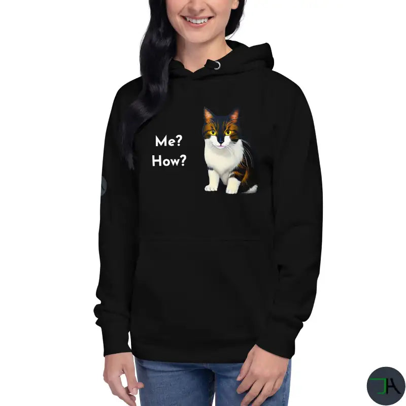 cat sweatshirt, cozy hoodie, funny humor apparel, cat lovers fashion, unisex hoodie, stylish clothing, hidden humor design, cozy and comfortable, unique cat design, fashion statement, sustainable fashion woman face