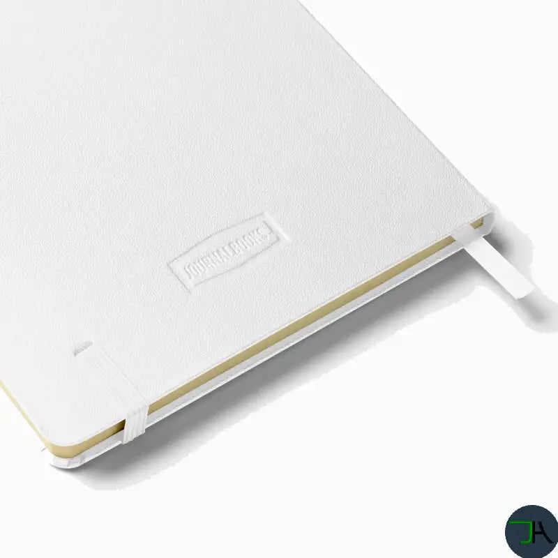 White notebook with edge details on a white background