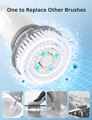 Electric Spin Scrubber Cordless Cleaning Brush 7 heads Adjustable Extension  Arm