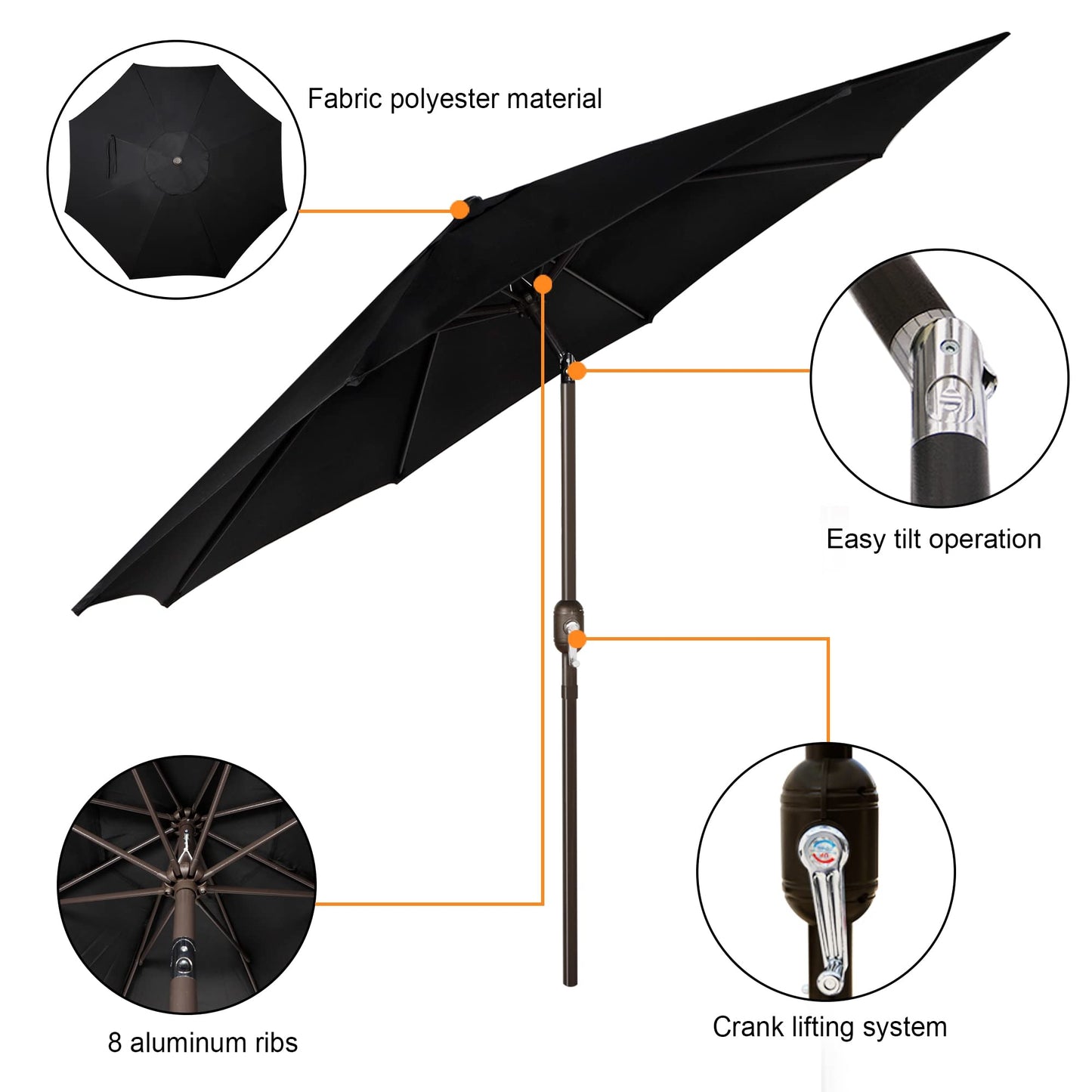Patio Umbrella Striped with Push Button