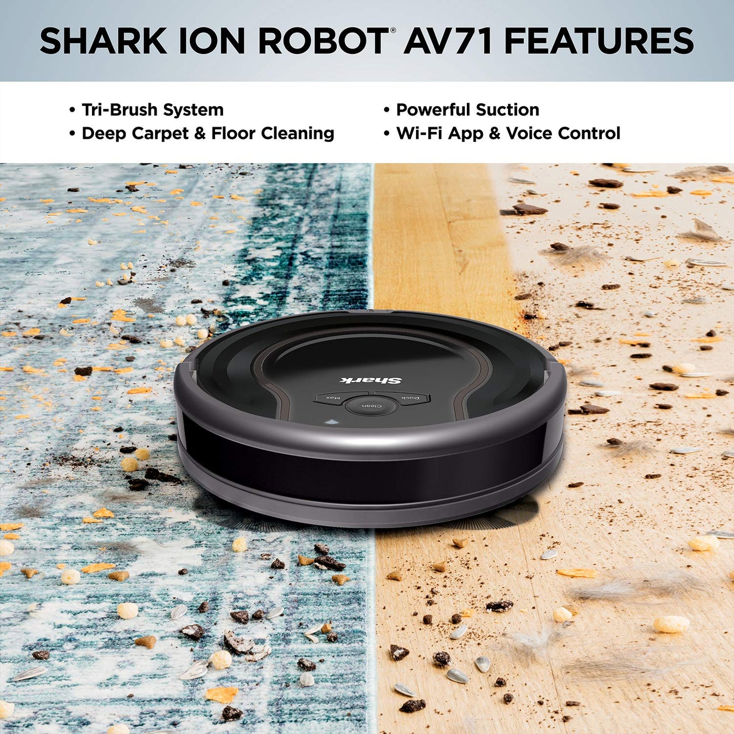 Vacuum Robot Wi-Fi Connected with Alexa Long Runtime Black