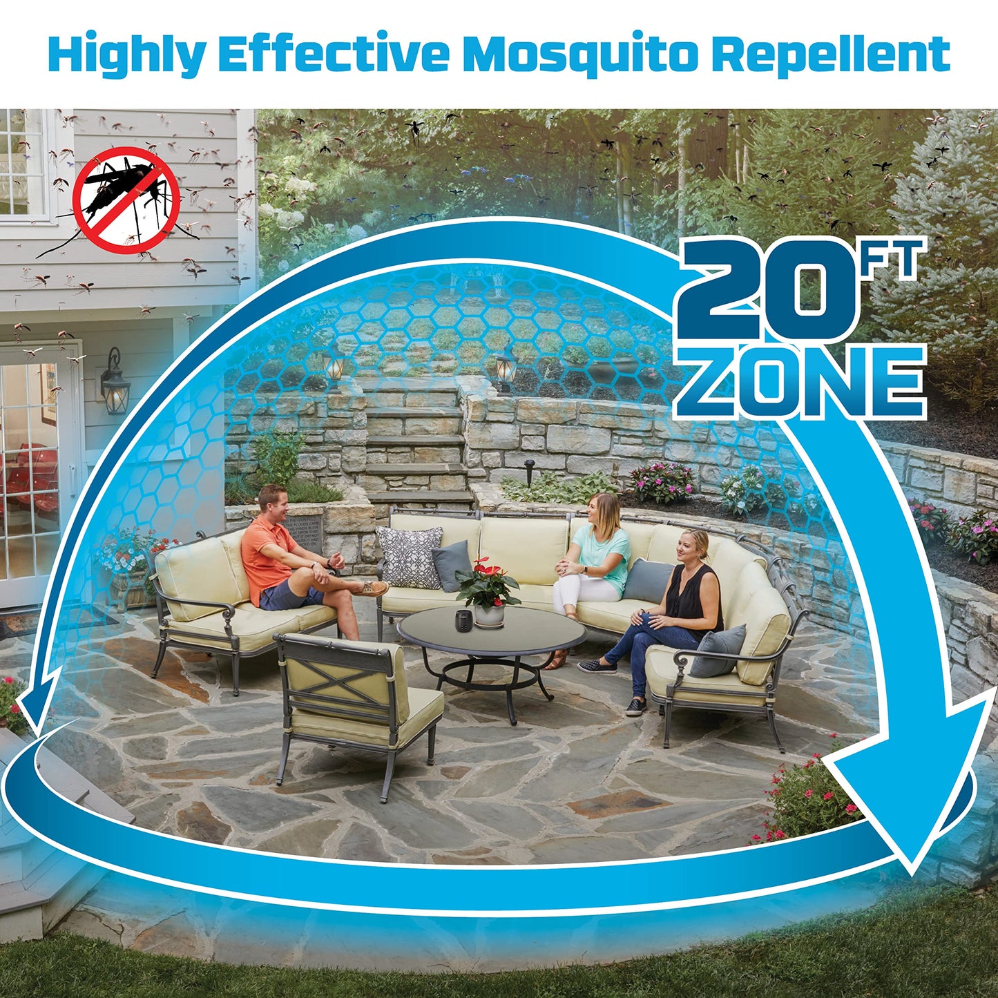 Répulsif anti-moustiques rechargeable avec zone de protection contre les moustiques