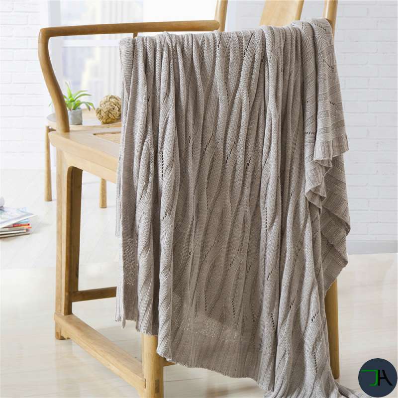Eco-Friendly Bamboo Knitted Blanket for Cozy Nights | Sustainable Home Decor grey chair