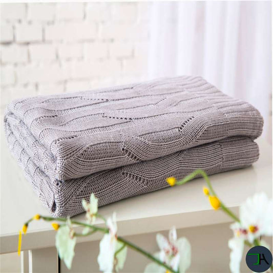 Eco-Friendly Bamboo Knitted Blanket for Cozy Nights | Sustainable Home Decor grey 800x800